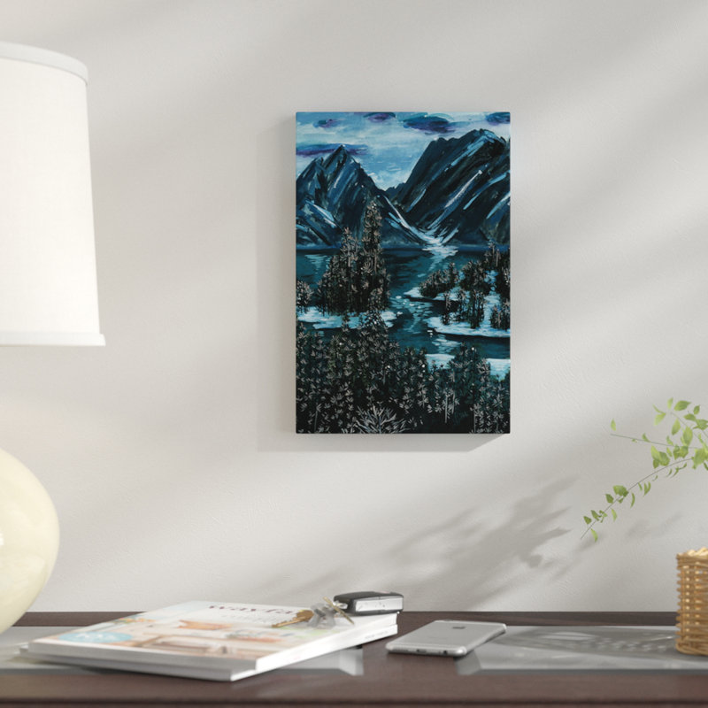 « mountainscape ii », reproduction de peinture à l’aquarelle sur toile tendue, H 60 po x l 40po x P 1,5 po, Toile tendue