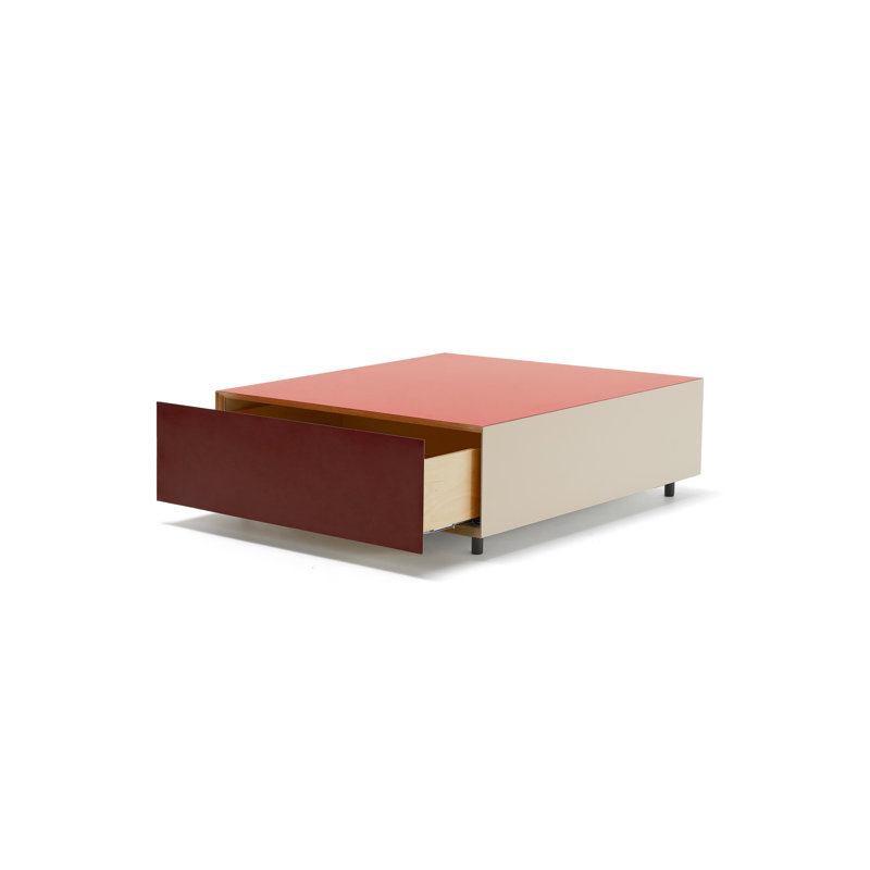 Bloc Coffee Table, Clay/White, Bright Red, 11" H  x 33" L x 33" W