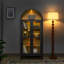 Une armoire de rangement arquée haute avec une lampe, une armoire de rangement en bois-1894251418