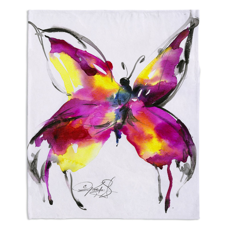 Couverture sherpa doux papillon bliss 56, l 68 po x L 80 po