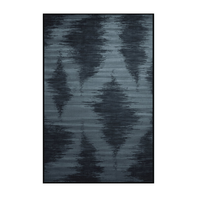 Tapis abstrait gris lavable à la machine, Rectangle 6 pi x 9 pi