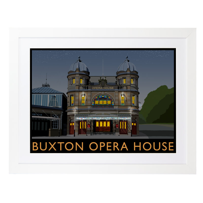 Bucton Opera House Night by Richard O'Neil - Print, 44 cm H x 54 cm W x 2.2 cm D, White Wood Frame