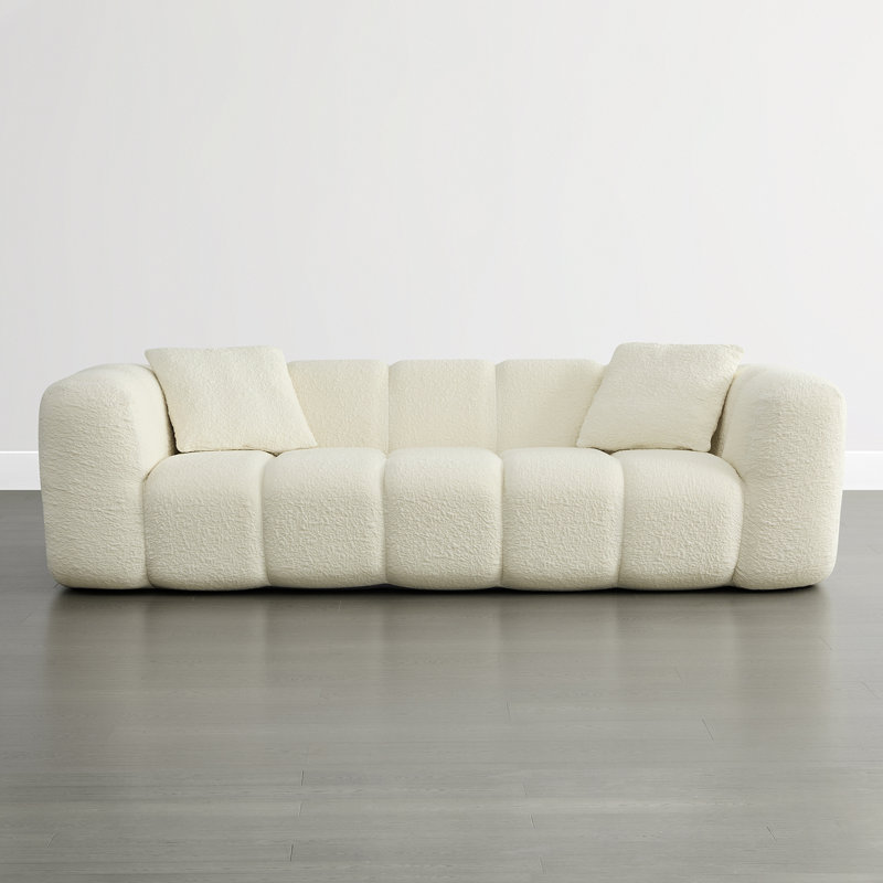 Athera Boneless 84"W Cloud Compression Couch Comfy Sofa, Beige