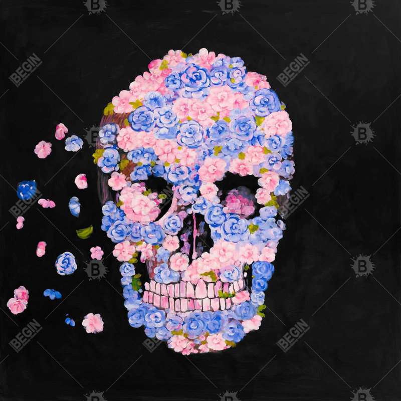 «Skull Of Flowers In Flight» sur toile