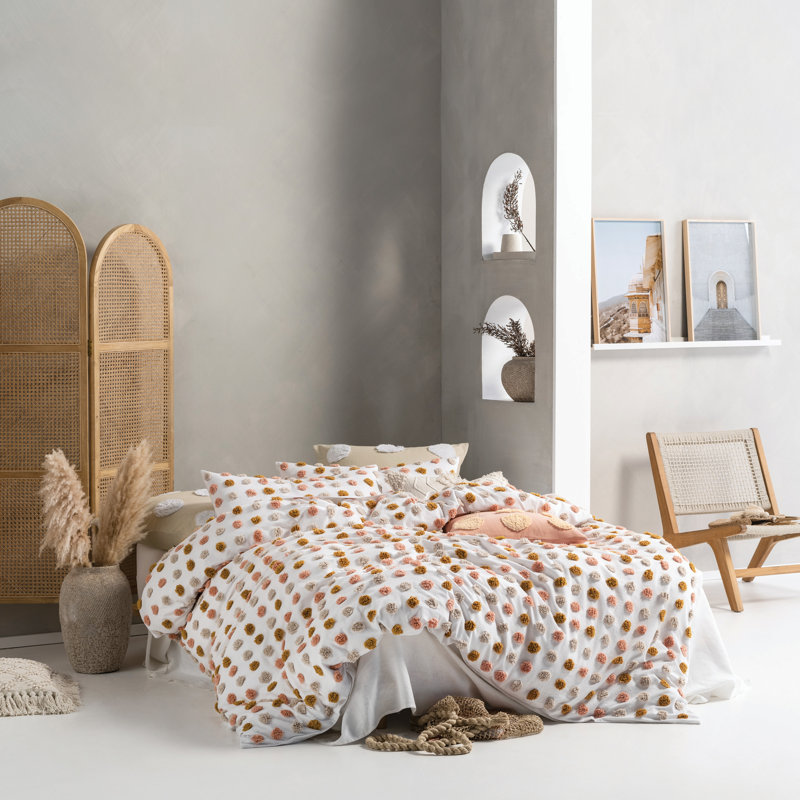 Haze 156 TC Duvet Cover Set, Pink/Sand, Super King Duvet Cover + 2 Standard Pillowcases