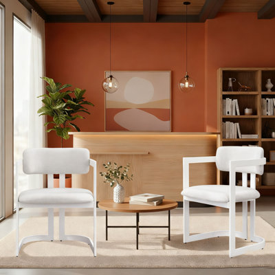 Ensemble de 2 chaises de salle à manger rembourrées modernes avec structure en métal et dossier incurvé pour la salle à manger