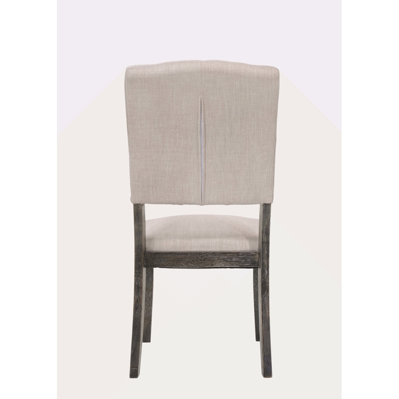 Ensemble de 2 chaises d'appoint en lin beige et chêne gris vieilli