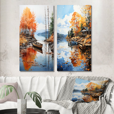 «Lake Dockside Serenity Pointillism» «Lake Dockside Serenity Pointillism» 2 - pièces sur