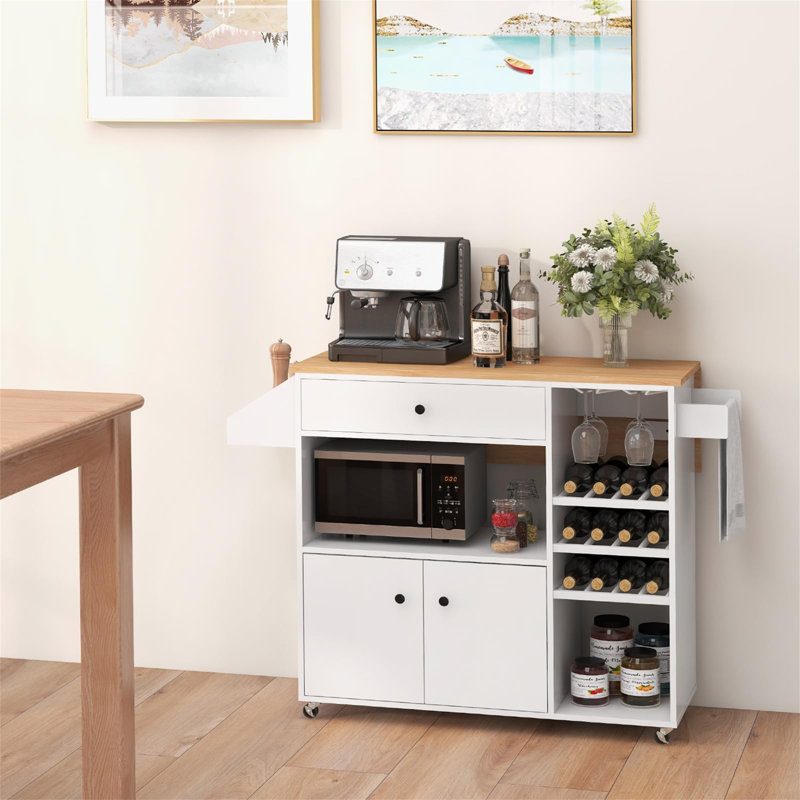 Rozalyn Wood Kitchen Island, Natural/White