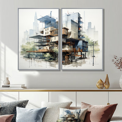 «Alytic Dessin of A City Buildings II - Cityscapes City Buildings », impressions sur toile