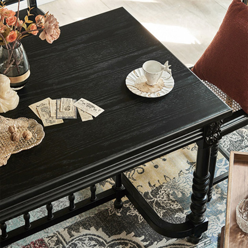 Table d'art rétro simple en bois massif, H 30,71 po x L 70,86 po x l 31,49 po, Noir