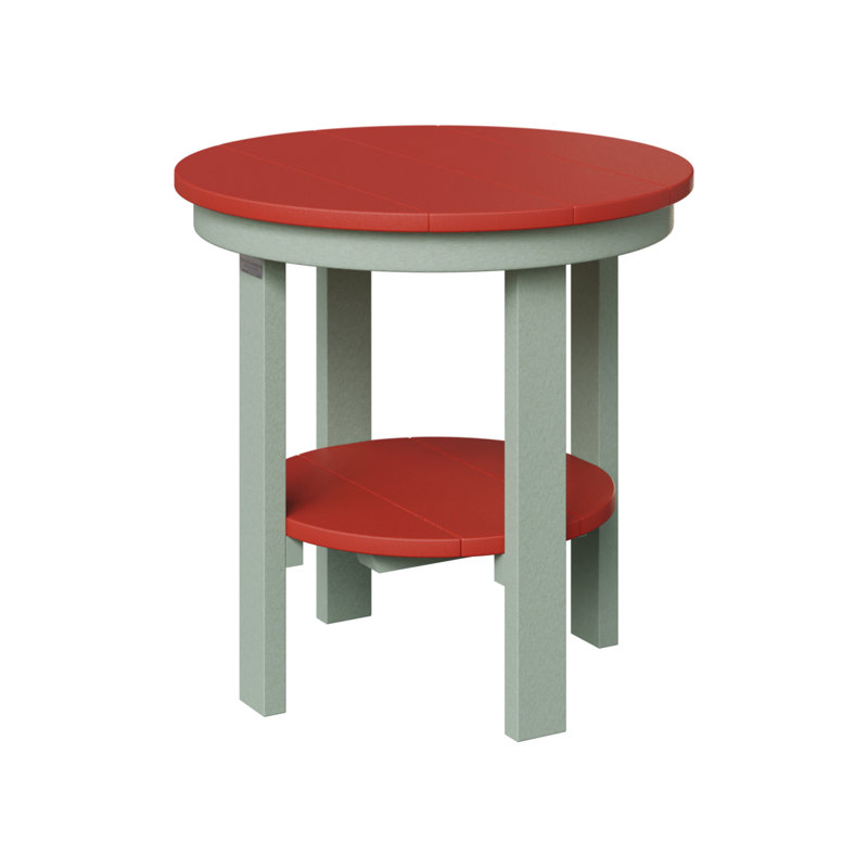 Berlin Gardens Round End Dining Table, Scarlet Red, 21" H x 21.5" W x 21.5" D, Seafoam