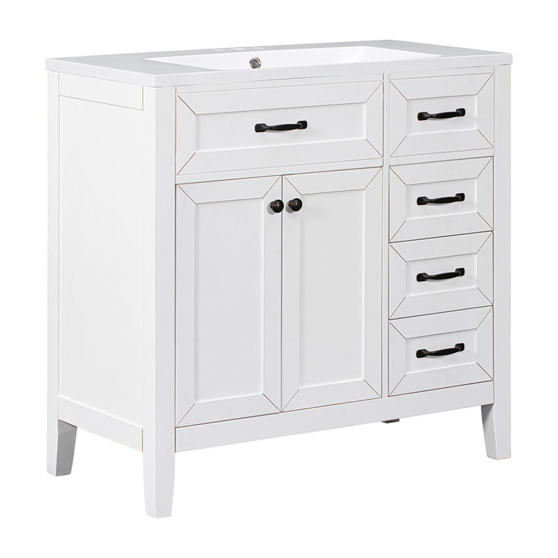 Armoire de salle de bain avec tiroirs, Blanc