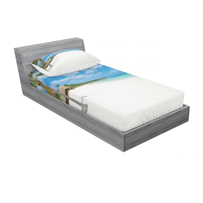 Ensemble de draps Tropical Exotic Seashore, Ensemble de draps pour lit simple TG avec drap-hou