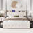 Upholstered Platform Bed Frame With Wingback Diamond Tufted Headboard