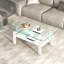 Table basse de salon en verre trempé transparent à 2 niveaux-2127526080
