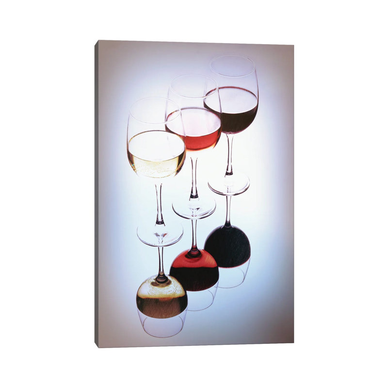 Three Glasses of Wine, White, Rose and Red 1 Piece Wrapped Canvas Wall Art, 30.48 cm H x 45.72 cm W