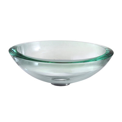 KRAUS 34 mm Clear Glass Vessel Sink with Pop-Up Drain and Mounting Ring