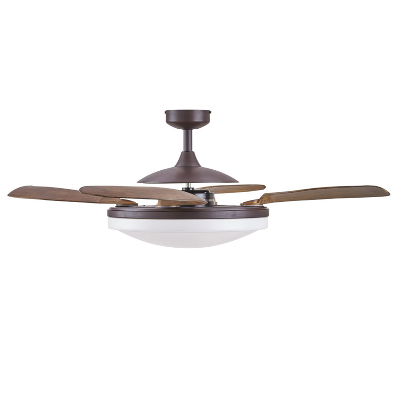 Evo2 48" Retractable Blade Ceiling Fan with Light and Remote, Modern Fandelier Ceiling Fan, Patented Design Technology, Stronger Thicker Blades, Oil Rubbed Bronze