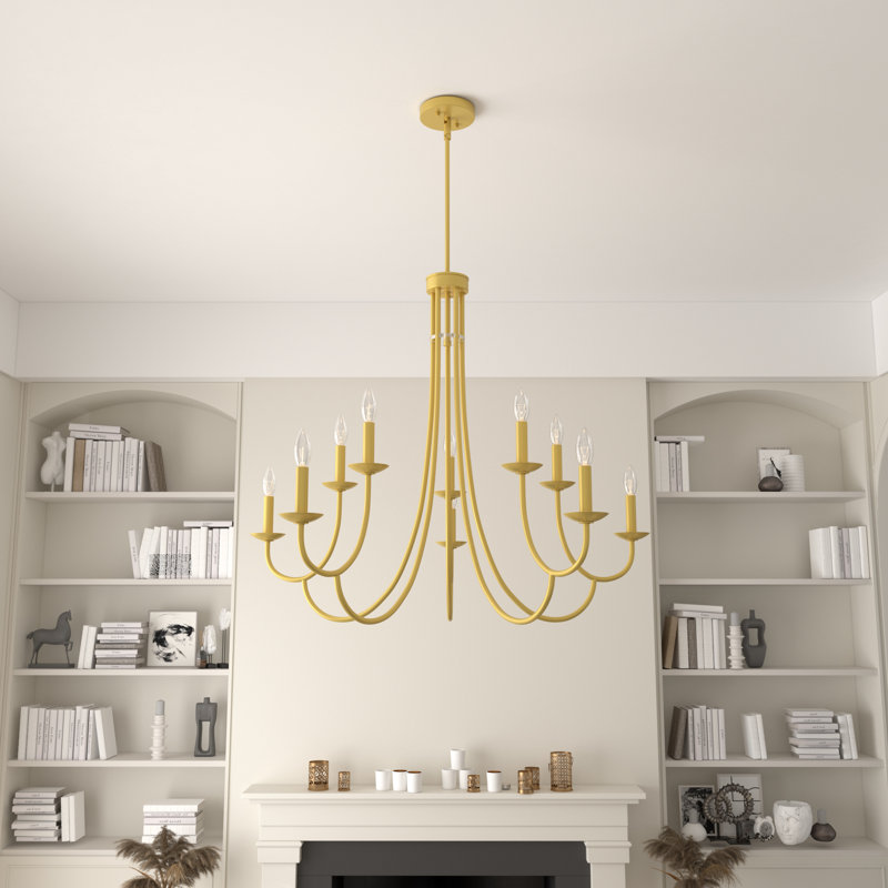 Lustre classique / traditionnel à 10 lumières à intensité variable Natanas, Paillettes laiton