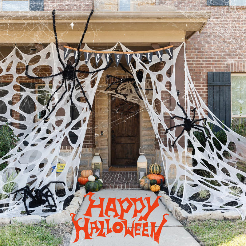 13.4Ft Giant Stretchy Netting Spider Web Halloween Indoor & Outdoor Decorations