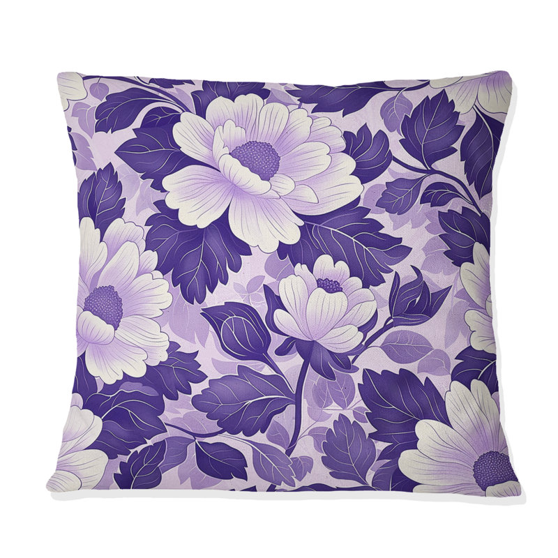 Flower Charm I - Glam Throw Pillow, 18"H x 18"W