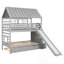Lit superposé simple au-dessus de simple avec lit gigogne, toboggan et escalier de rangement-353074498