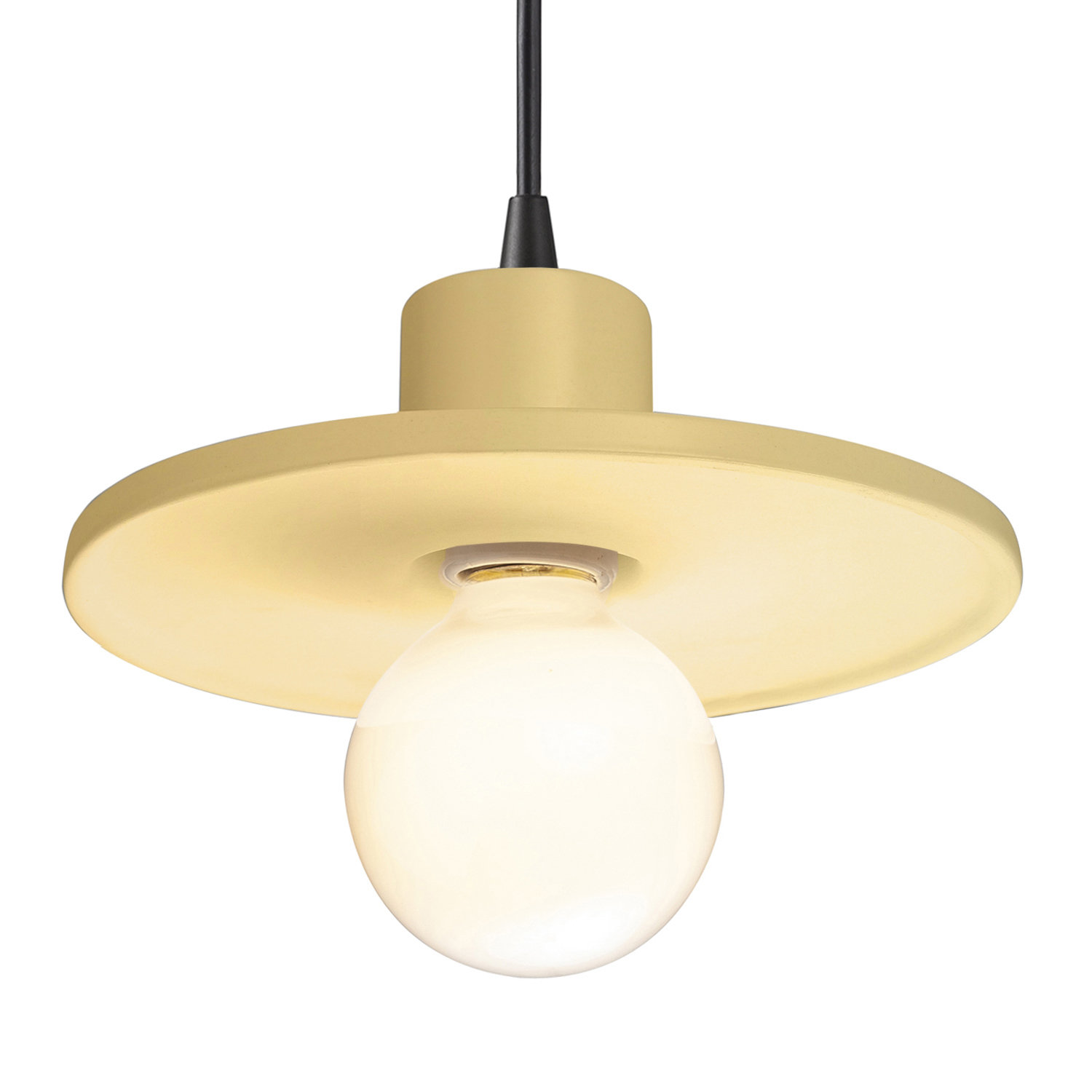 Marlena Dimmable Single Light Pendant, Matte Black, Muted Yellow