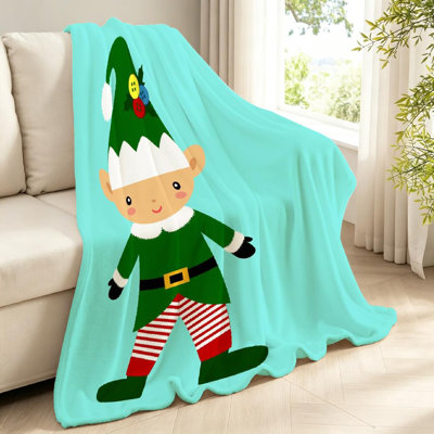 Jeté en molleton blanc ultra doux, imprimé Elf de Noël Nouvel An