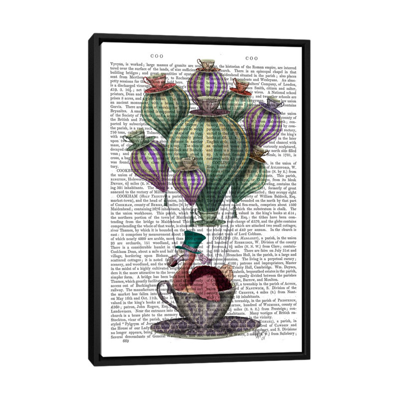 «Dodo in Teacup», impression sur toile tendue, H 26 po x l 18 po x P 1,5 po, Toile avec cadre noir, Pas de tapis