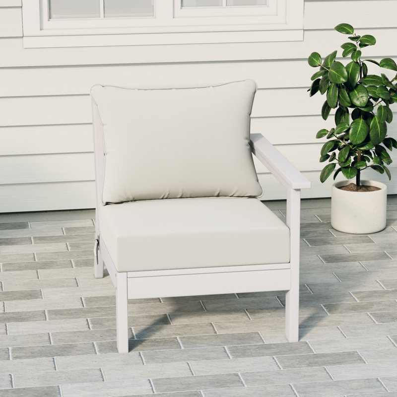 Deep Seating Right Arm Chair With Cushions, White, White