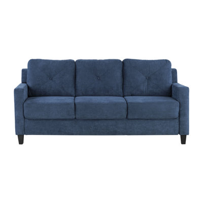 Navy Chenille 3 Futon - Strong Wooden Inner Support, Upholstery For Comfort, Convertible Design With Tight Back And Seat Cushions, Pocket Coil Construction Durability, D25 Foam Density A Versatile
