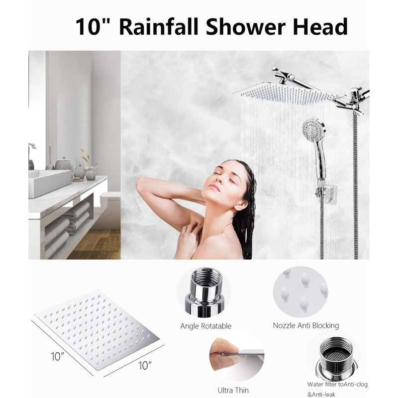 High-Pressure Shower Head Set With 11-Inch Extension Arm