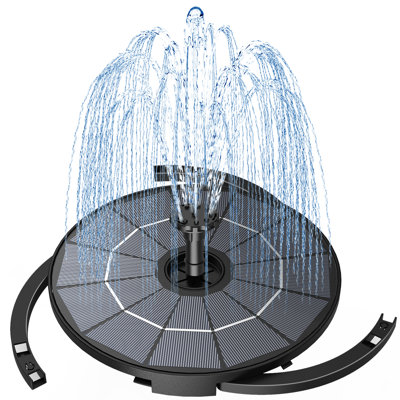 Pompe de fontaine solaire Arlmont & Co. de 2,8 W pour l'eau avec cordon de 3,9 pi, fontaine solaire pour bain d'oiseaux avec 6 buses, fontaine à énergie solaire pour bain d'oiseaux, jardin, étang à poissons et extérieur