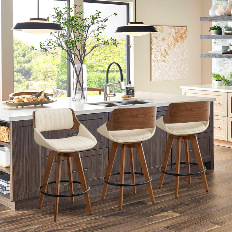 Omar 66cm Swivel Bar Stool, Beige