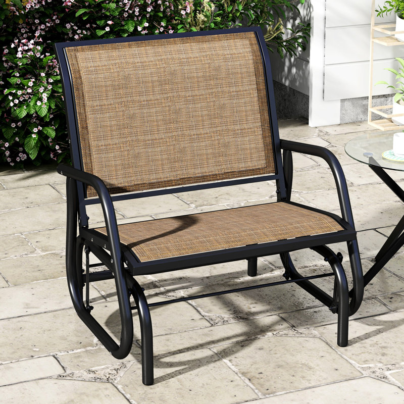 Chaise berçante en métal avec tissu respirant pour le jardin - Brown