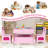 Kids Table And Chairs Set, 4 In 1 Toddler Art Desk With Storage Drawer, Wooden Activity Deskboard, Blackboard, Reversible & Detachable Tabletop, Bookshelf For Drawing, Playing, Learning(pink)-909854974