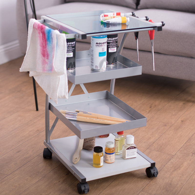 Hermidas 23.5'' H x 18.5'' W Utility Cart with Wheels, Silver
