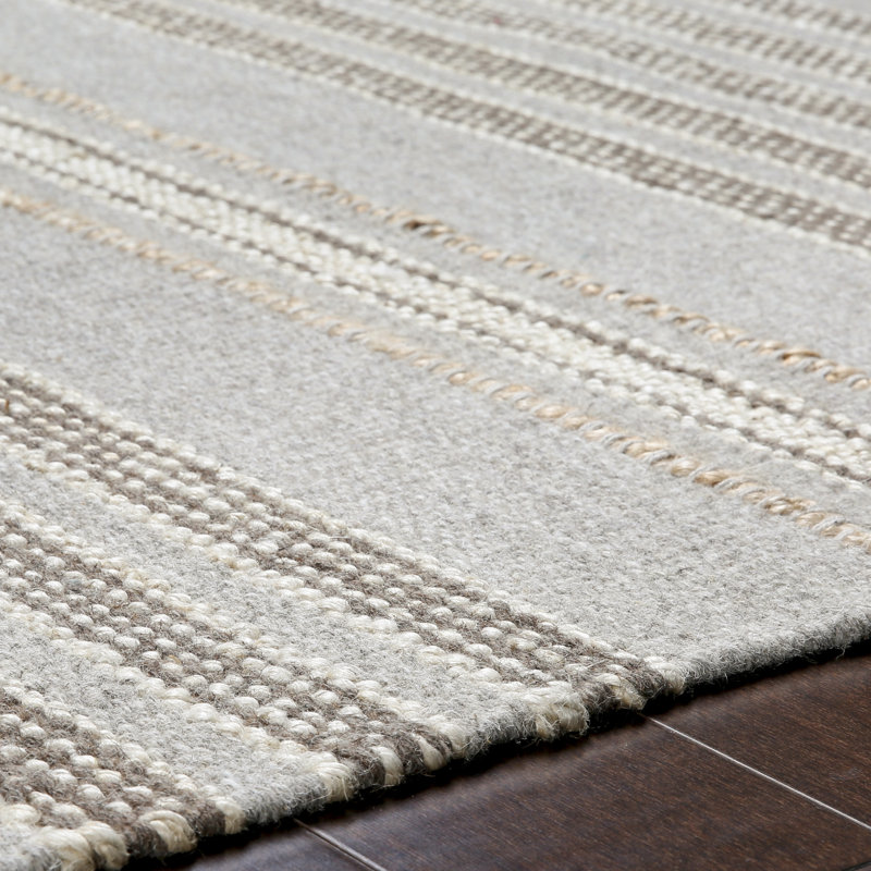 Portia Striped Flatweave Taupe/Gray Area Rug, Rectangle 2' x 3'