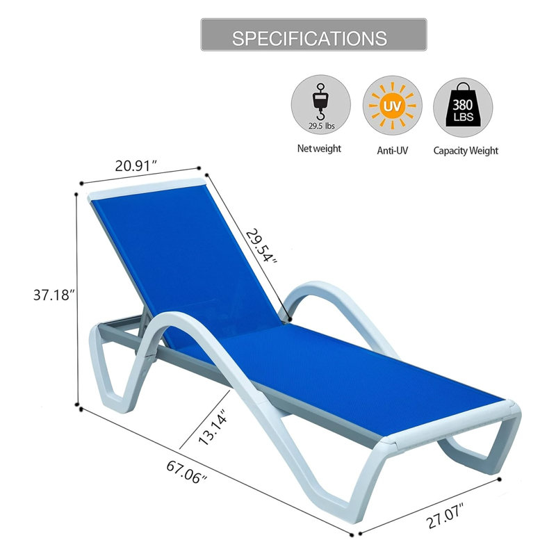 Modern Outdoor Aluminum Chaise Lounge with Adjustable Backrest, All-Weather Pool Lounger with Armrests & Wheels for Patio and Lawn
