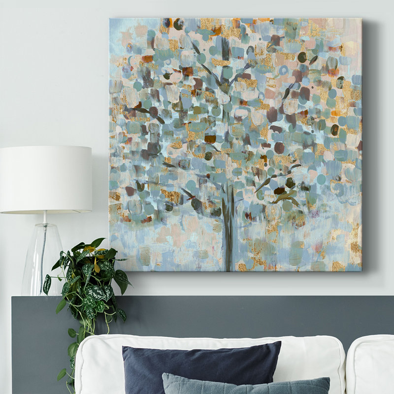 Arbre mosaïque sur toile, H 8 po x l 8 po