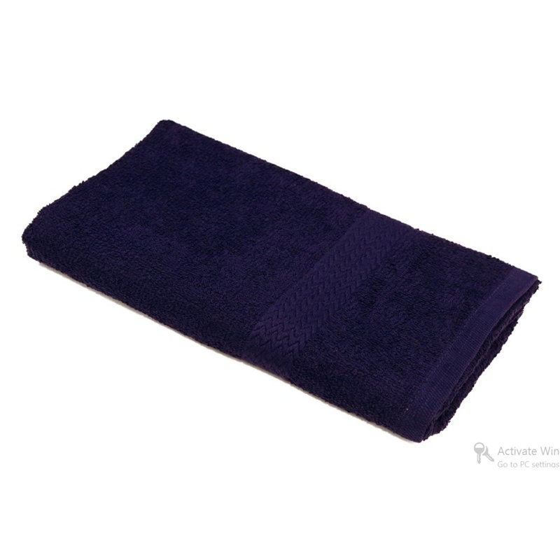 ISC Collection Ring Spun Dobby Border 100% Cotton Hand Towel Set By Rifz, Navy Blue