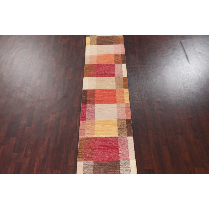 Tapis de couloir unique en laine noué à la main de taille 2 pi 6 po x 14 pi 10 po