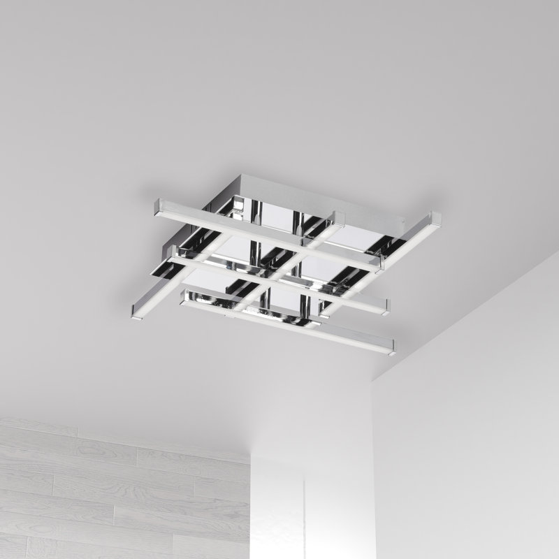 Summit Light Unique/Statement Geometric Flush Mount, 2" H x 15.5" W x 15.5" D, Polished Chrome