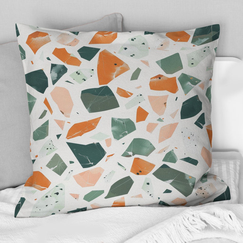 Coussin Peach Green Tiles III - Tiles, H 16 po x l 16 po
