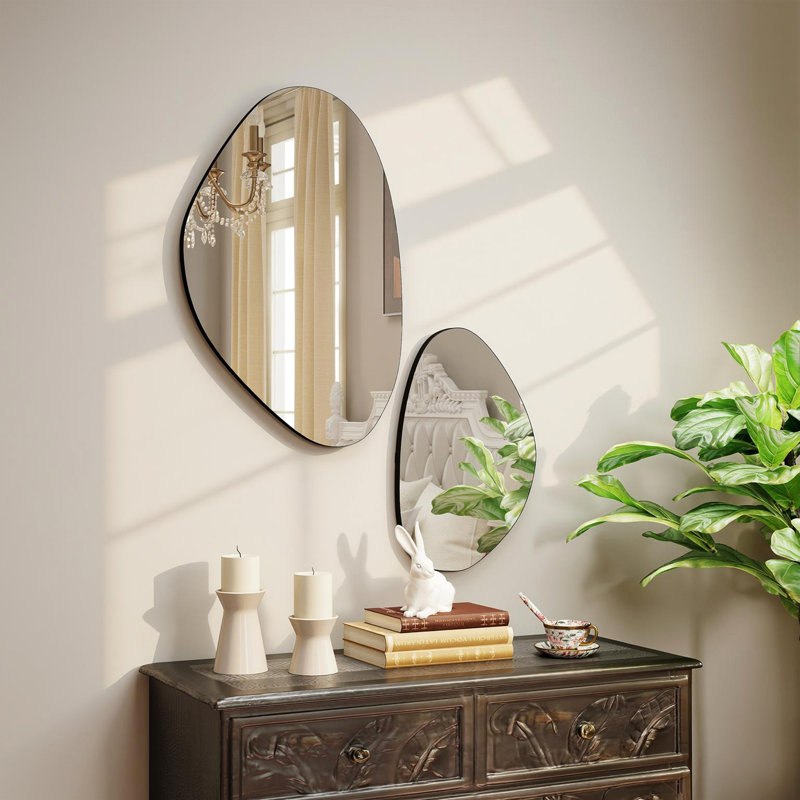 Metal Irregular Mirror, Black