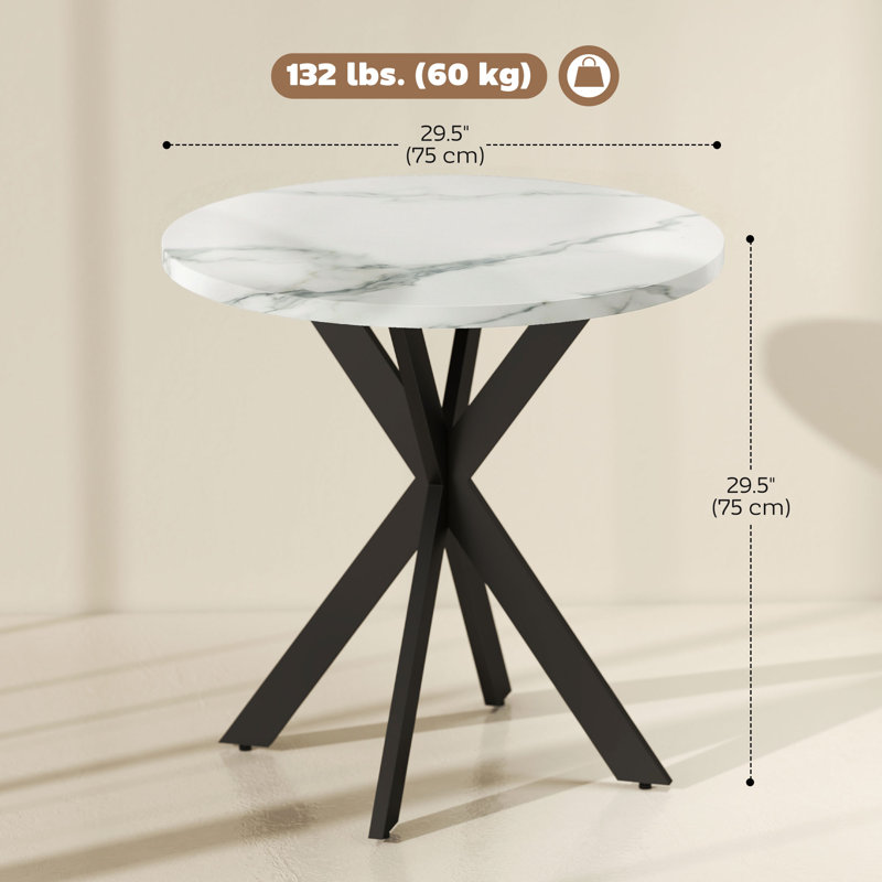 Table de salle à manger 29,5 po ronde pour petits espaces - blanc