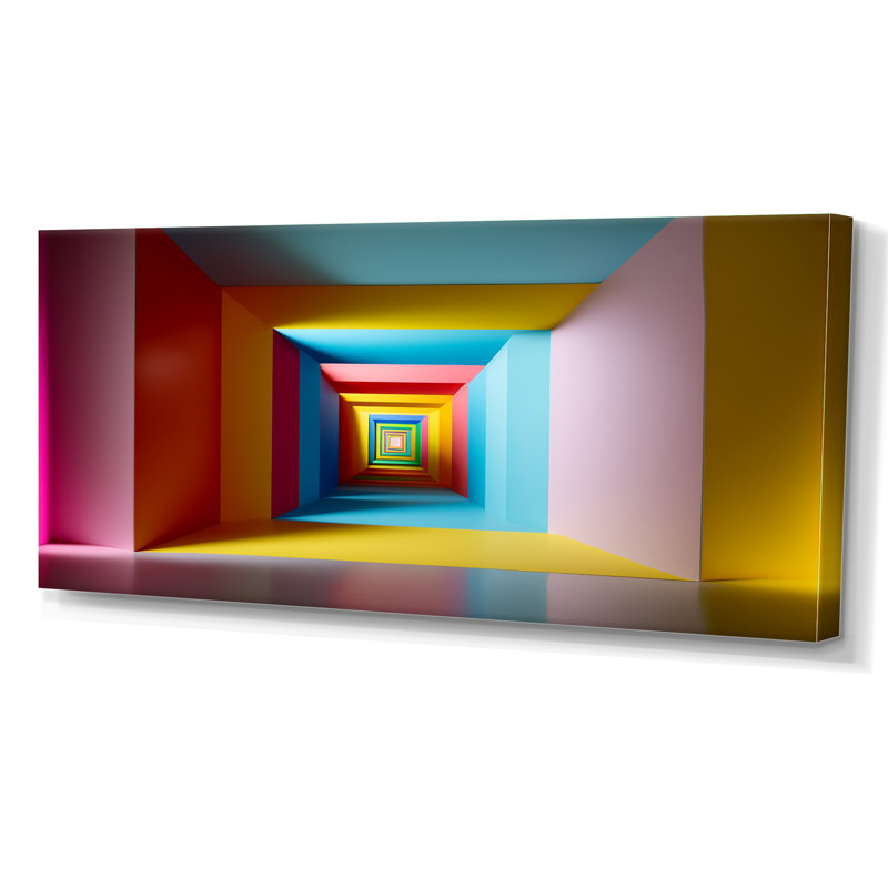«Pastel Color Rectangular Infinity - Abstract Midcentury», art mural, Toile tendue, H 28 po x l 60 po x P 1,5 po