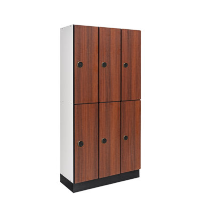 Casier de rangement en bois à 2 colonnes et 6 compartiments à 3 niveaux avec serrure numérique
