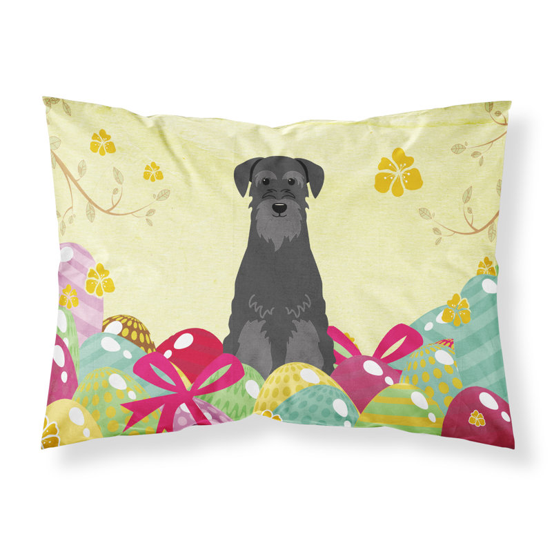 Taie d’oreiller œufs de pâques, Schnauzer noir standard